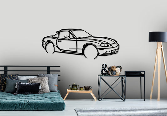 2005 Mazda mx5 2nd gen NB - Front Angle Silhouette Metal Wall Art