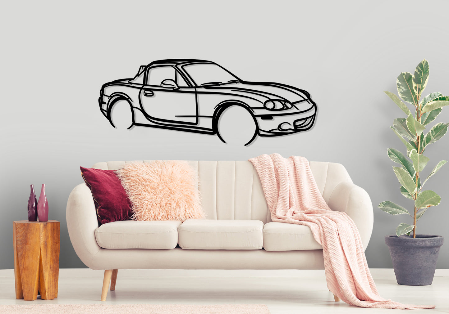 2005 Mazda mx5 2nd gen NB - Front Angle Silhouette Metal Wall Art