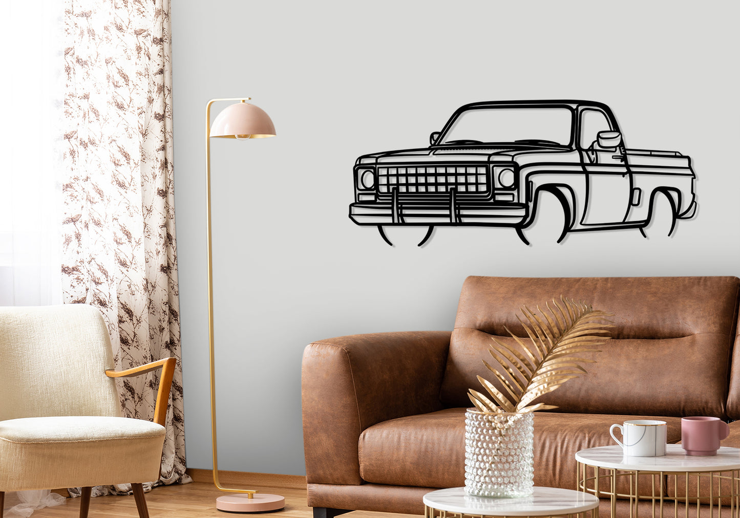 1980 Chevrolet C10 Scottsdale - Front Angle Silhouette Metal Wall Art