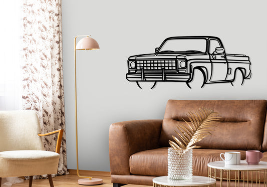 1980 Chevrolet C10 Scottsdale - Front Angle Silhouette Metal Wall Art