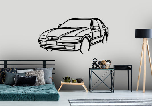 1997 el ford falcon - Front Angle Silhouette Metal Wall Art