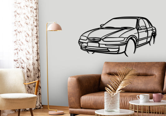 1997 el ford falcon - Front Angle Silhouette Metal Wall Art