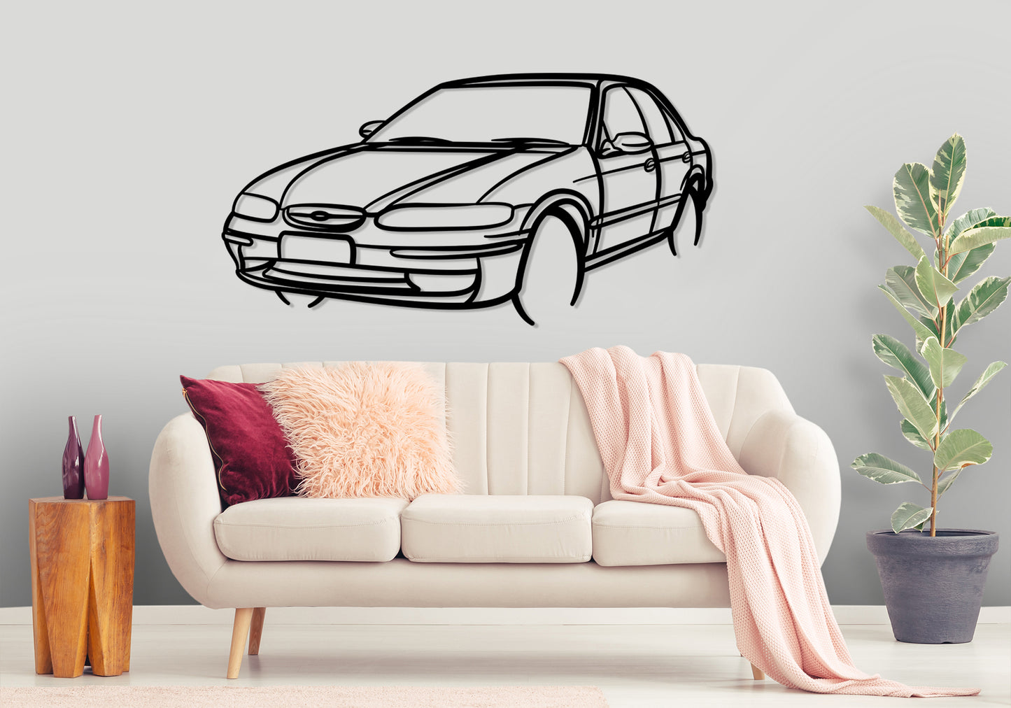 1997 el ford falcon - Front Angle Silhouette Metal Wall Art