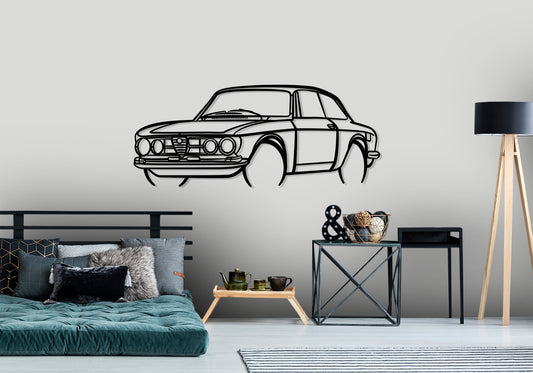 1969 Alfa Romeo Giulia 1750 GTV - Front Angle Silhouette Metal Wall Art