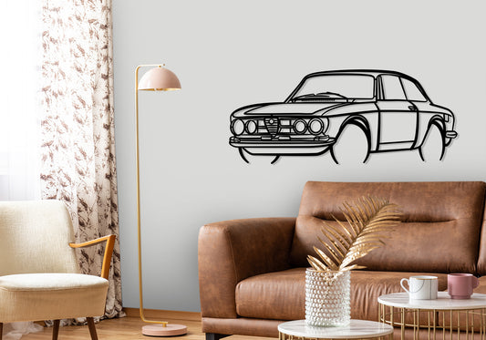 1969 Alfa Romeo Giulia 1750 GTV - Front Angle Silhouette Metal Wall Art