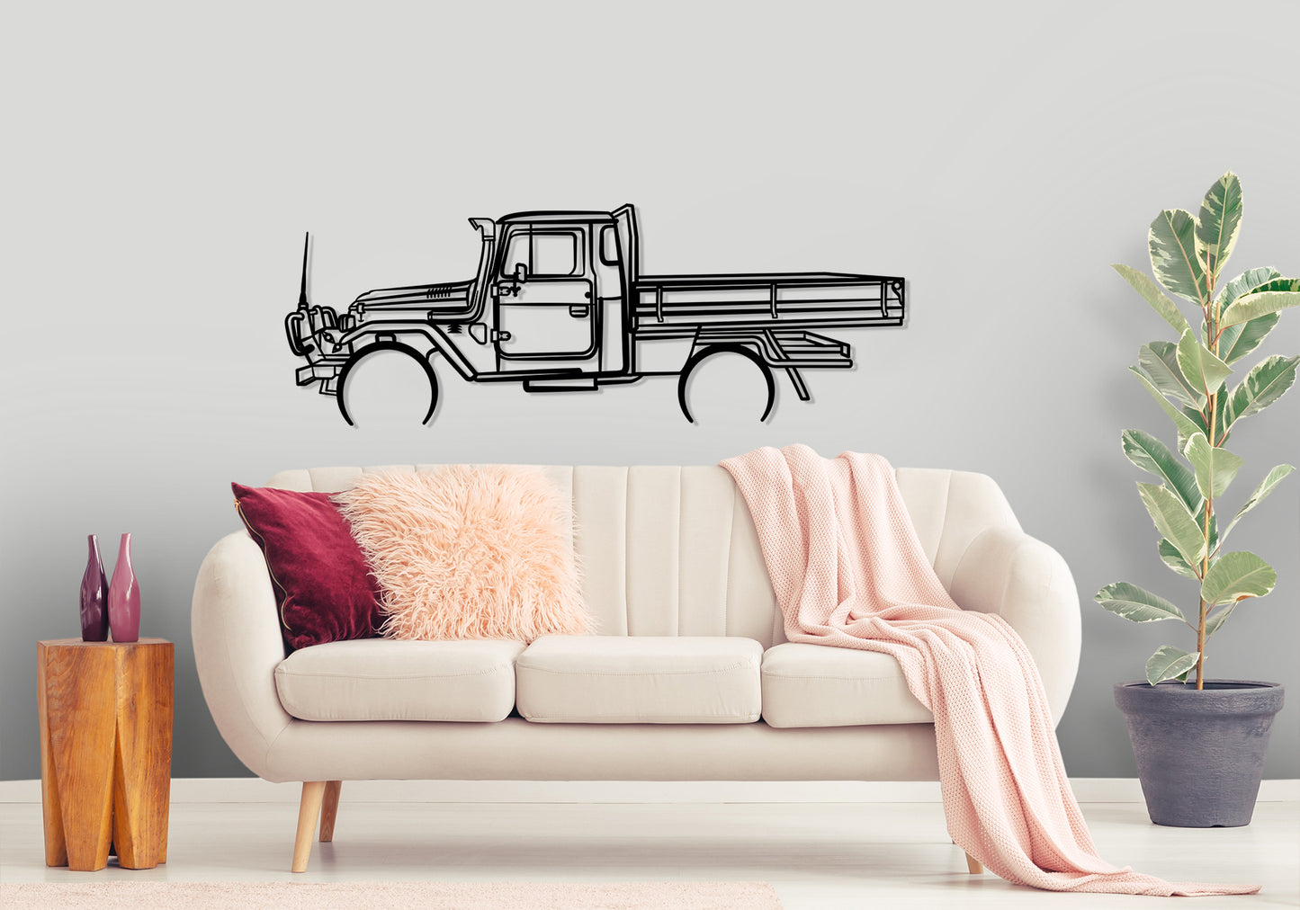 1979 Toyota Landcruiser FJ45 - Detailed Silhouette Metal Wall Art