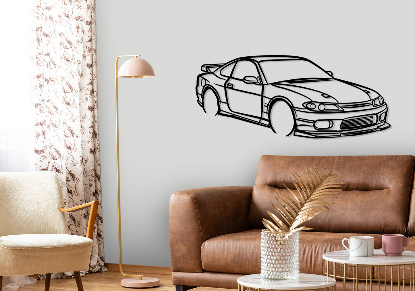 1999 Nissan s15 - Front Angle Silhouette Metal Wall Art