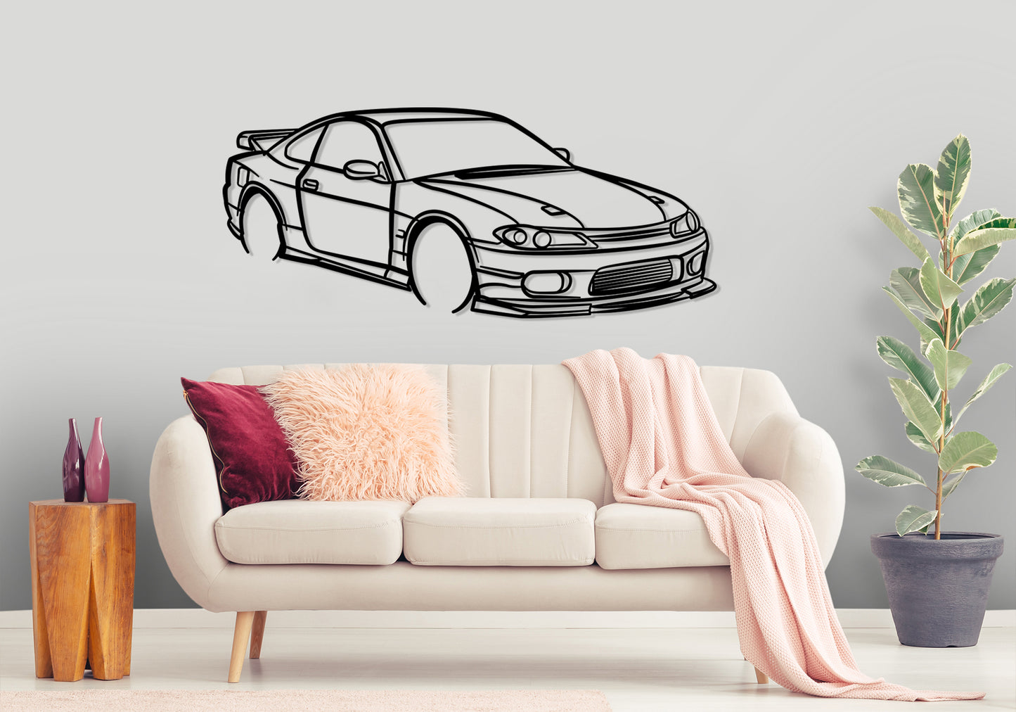 1999 Nissan s15 - Front Angle Silhouette Metal Wall Art