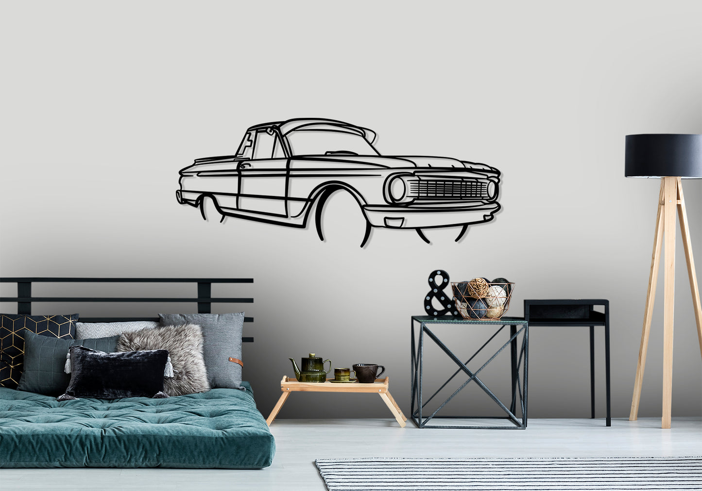 1965 Ford XP Ute - Front Angle Silhouette Metal Wall Art