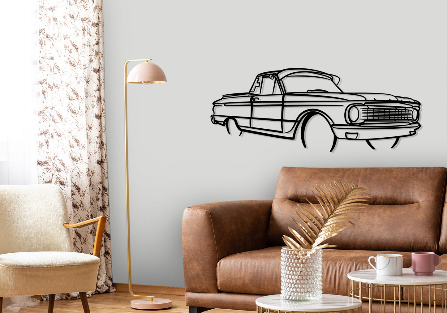 1965 Ford XP Ute - Front Angle Silhouette Metal Wall Art