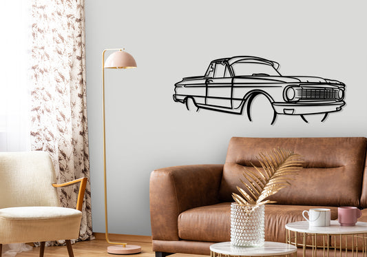 1965 Ford XP Ute - Front Angle Silhouette Metal Wall Art