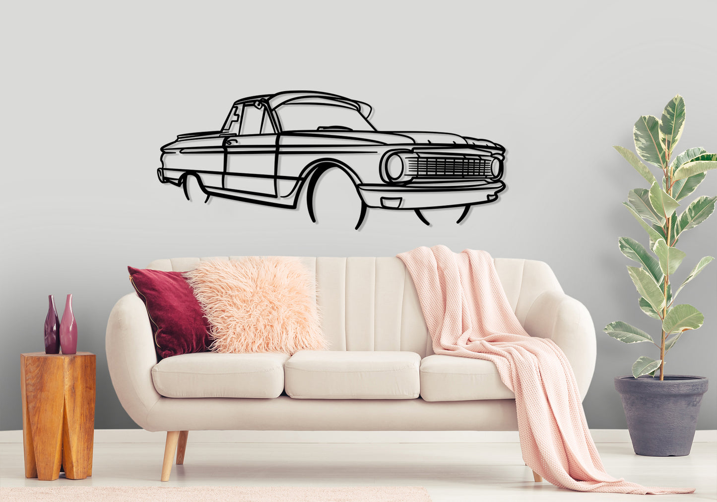 1965 Ford XP Ute - Front Angle Silhouette Metal Wall Art