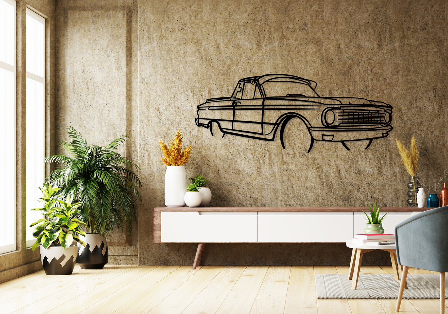 1965 Ford XP Ute - Front Angle Silhouette Metal Wall Art