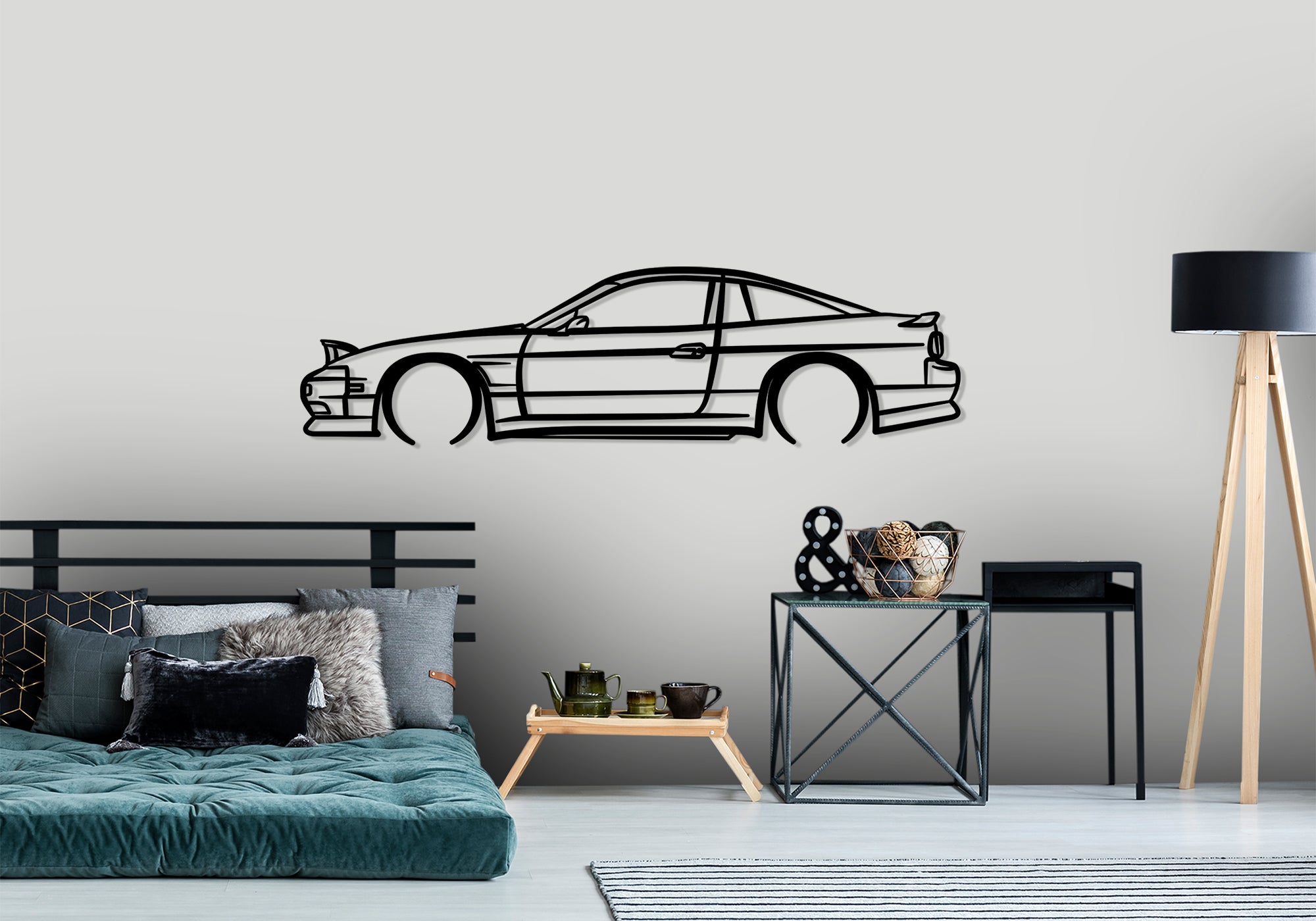 1998 Nissan 180SX Detailed Silhouette Metal Wall Art – Moto Vibes