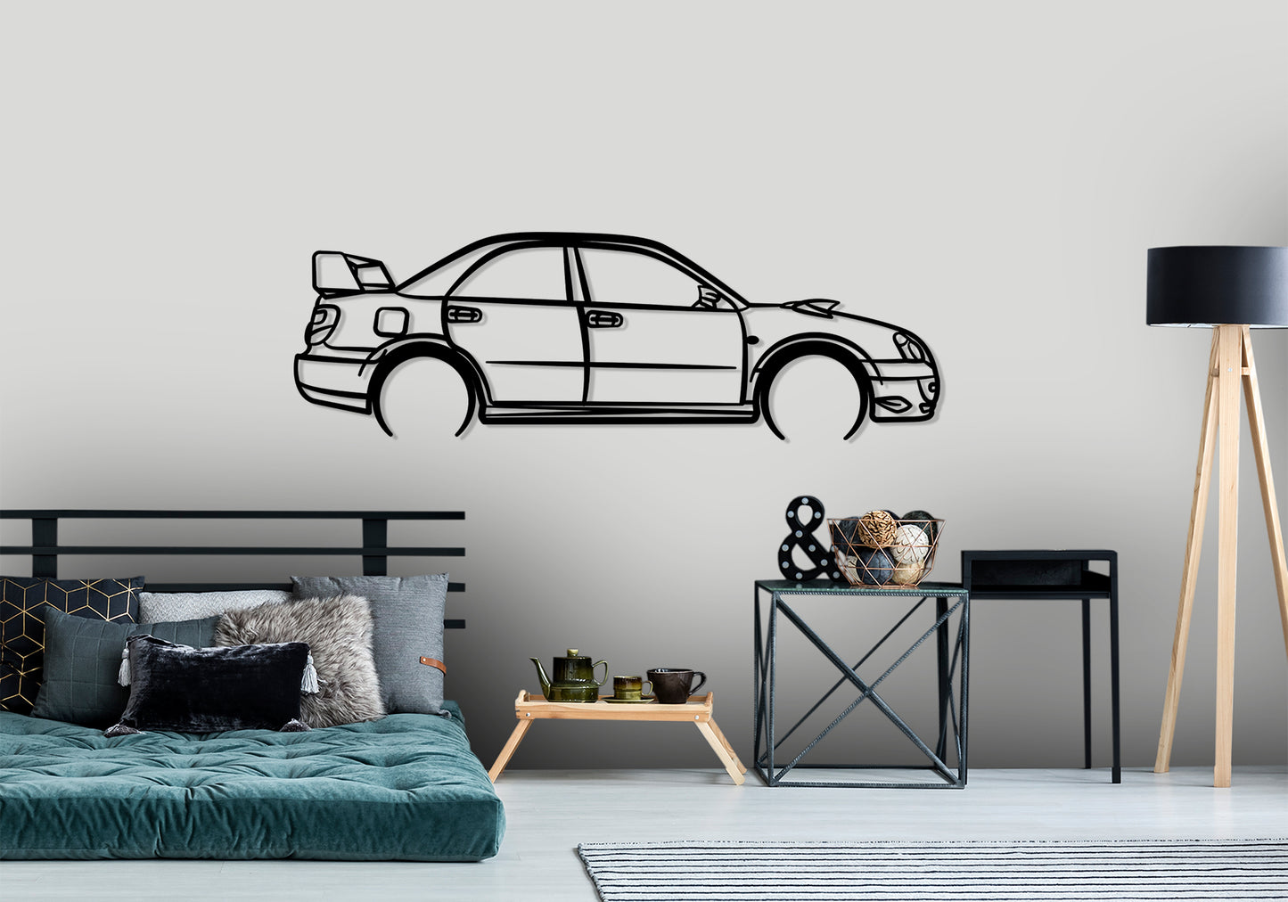 2004 Subaru WRX STI -  Detailed Silhouette Metal Wall Art