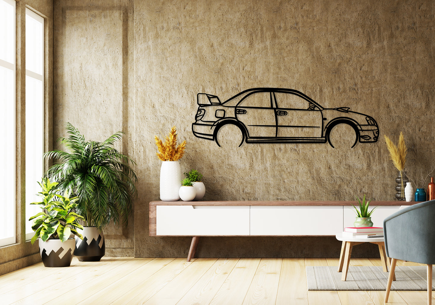 2004 Subaru WRX STI -  Detailed Silhouette Metal Wall Art