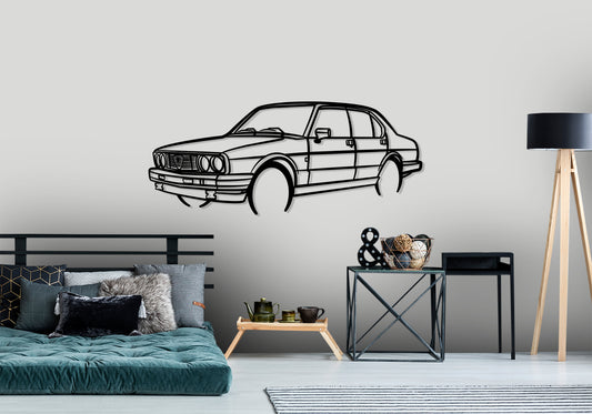 1983 Alfa Romeo Alfetta Sedan - Front Angle Silhouette Metal Wall Art