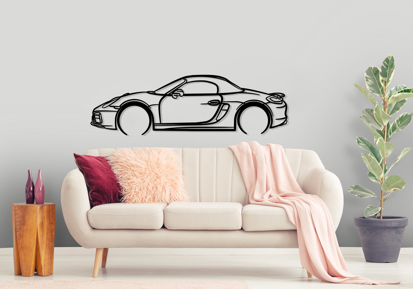 2015 porsche 718 boxter - Detailed Silhouette Metal Wall Art