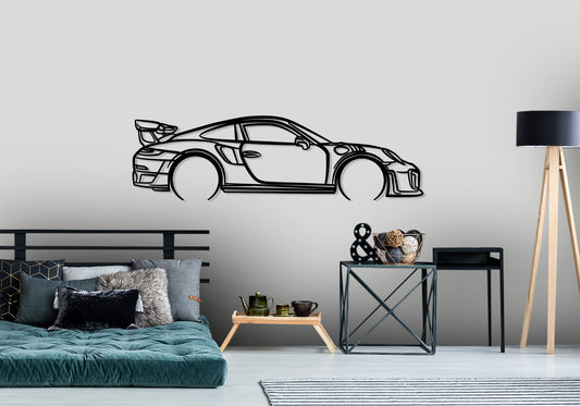 Porsche GT2 RS Detailed Silhouette Metal Wall Art