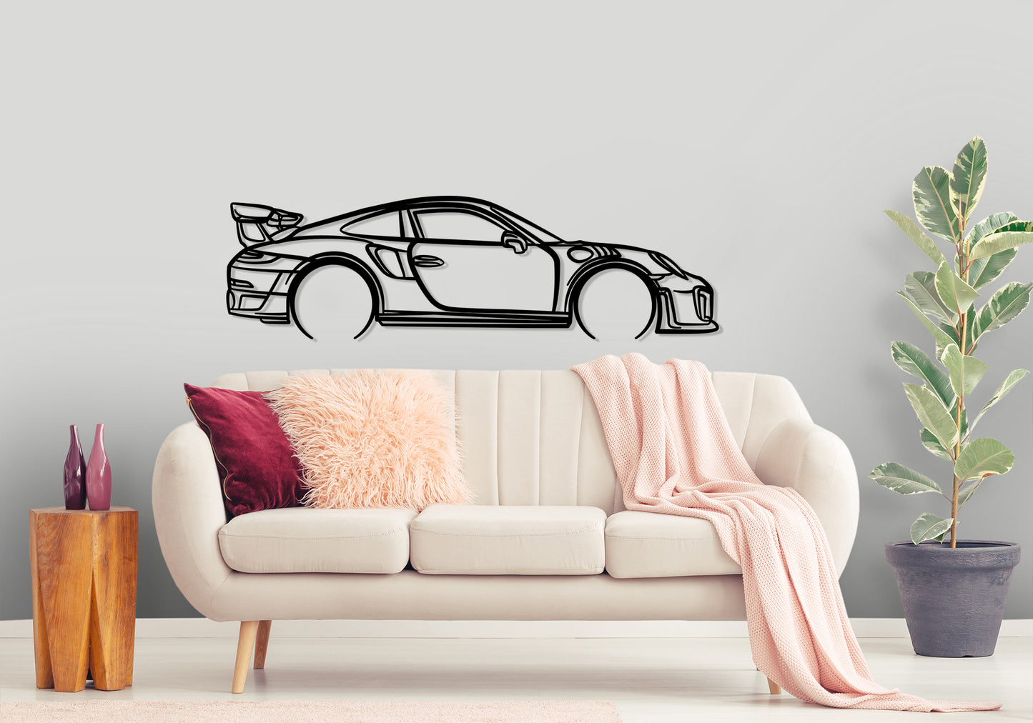 Porsche GT2 RS Detailed Silhouette Metal Wall Art