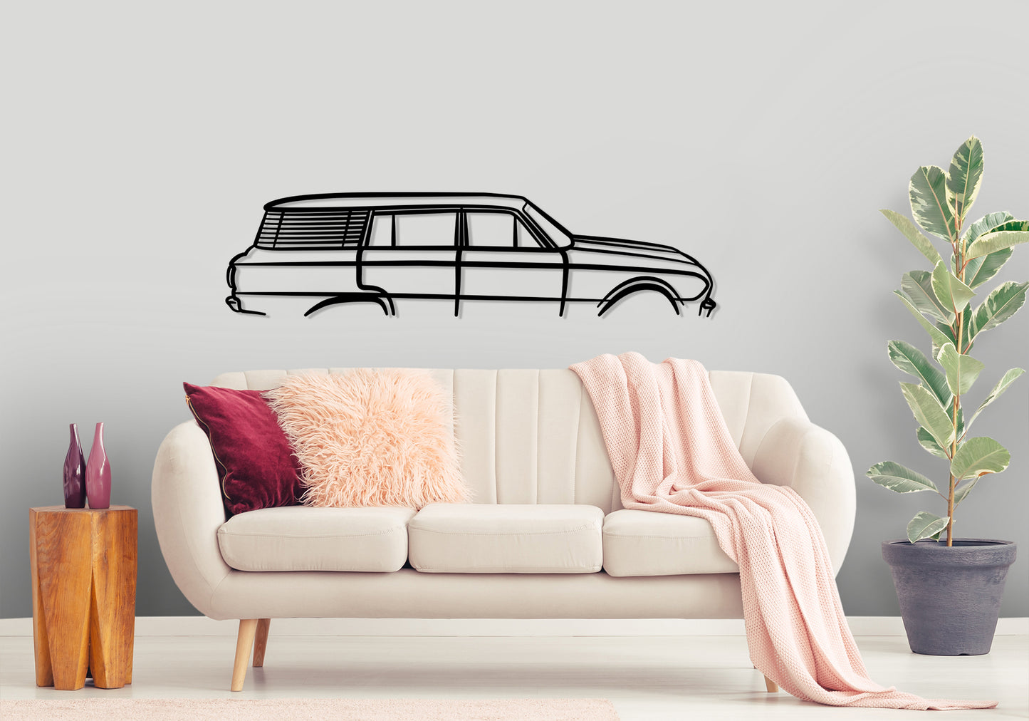 1963 Ford Falcon Station Wagon - Classic Silhouette Metal Wall Art