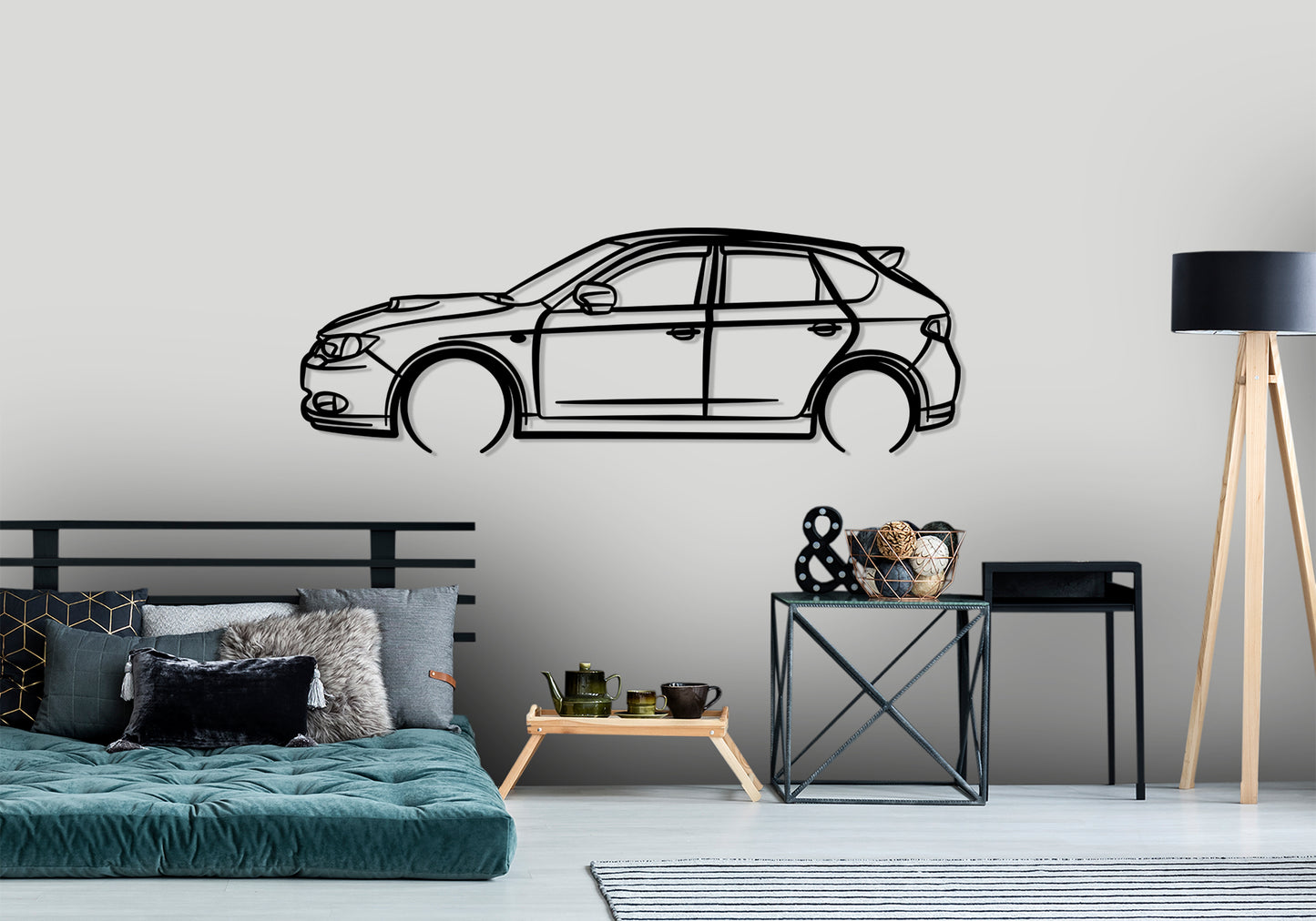 2008 Subaru Impreza WTX Hatchback - Detailed Silhouette Metal Wall Art