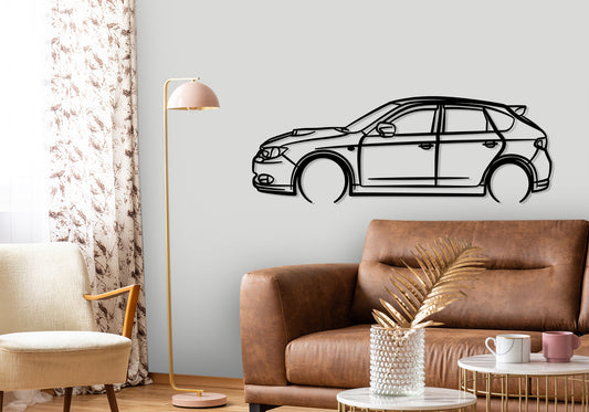 2008 Subaru Impreza WTX Hatchback - Detailed Silhouette Metal Wall Art