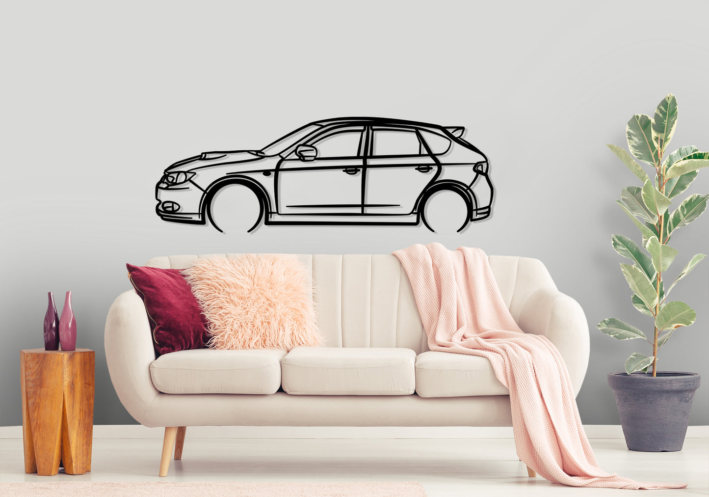 2008 Subaru Impreza WTX Hatchback - Detailed Silhouette Metal Wall Art