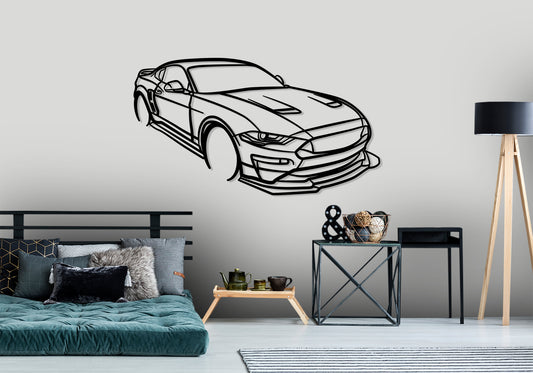 2018 Ford Mustang - Front Angle Silhouette Metal Wall Art