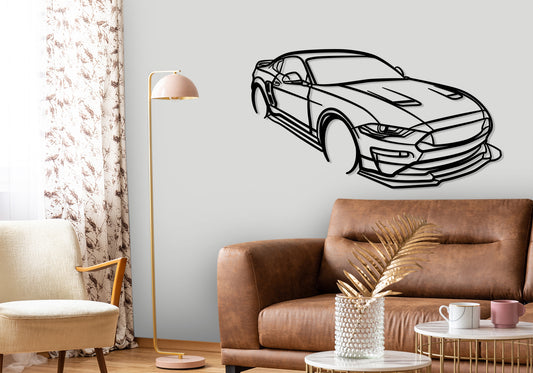 2018 Ford Mustang - Front Angle Silhouette Metal Wall Art