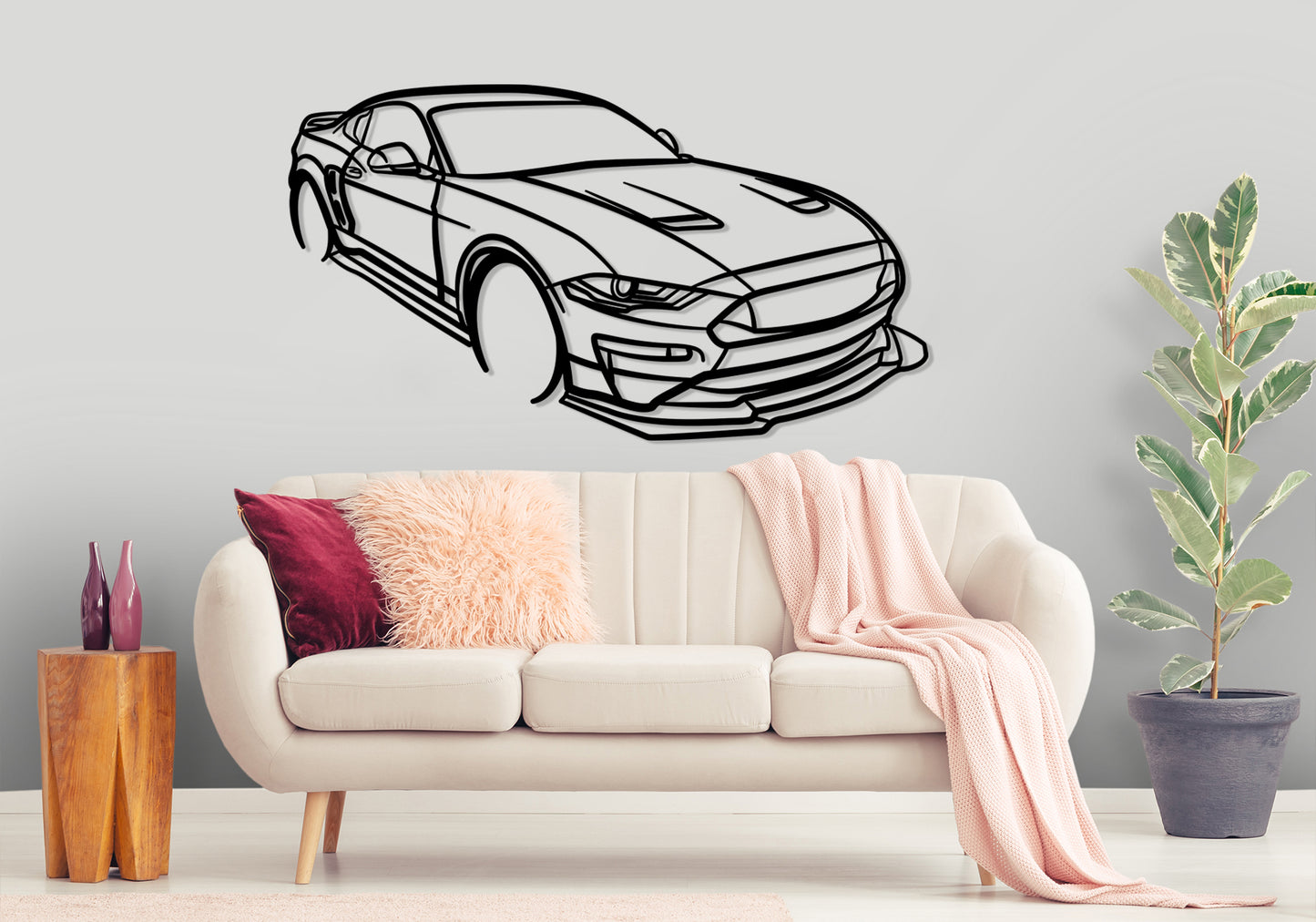 2018 Ford Mustang - Front Angle Silhouette Metal Wall Art