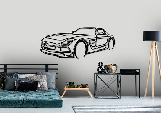 2013 SLS 63 AMG Black Series - Front Angle Silhouette Metal Wall Art