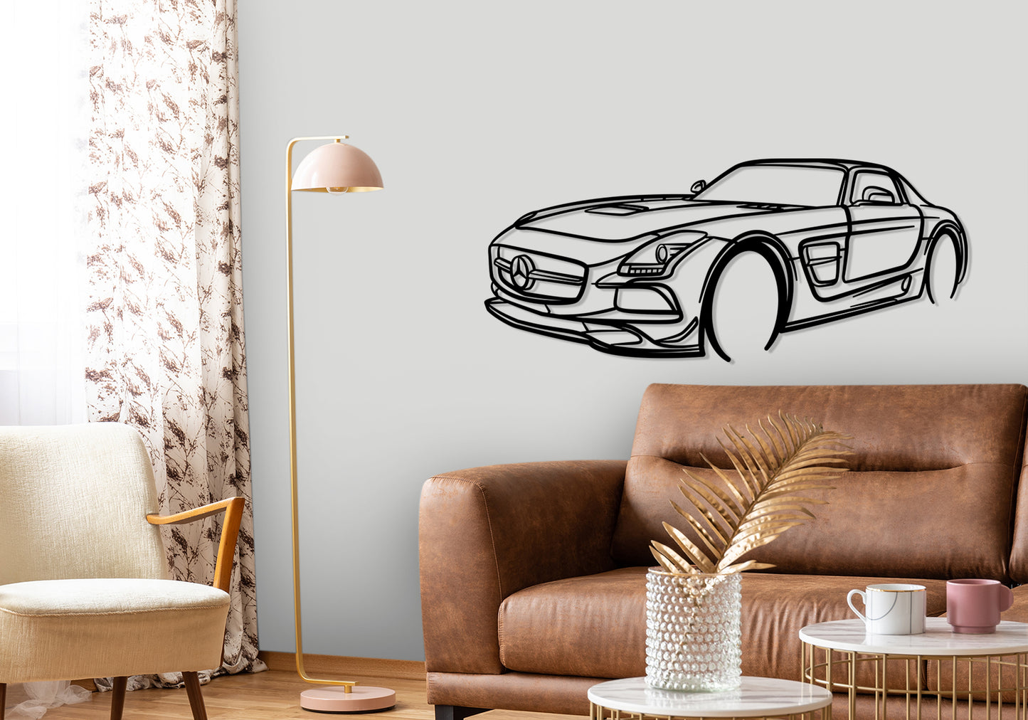 2013 SLS 63 AMG Black Series - Front Angle Silhouette Metal Wall Art