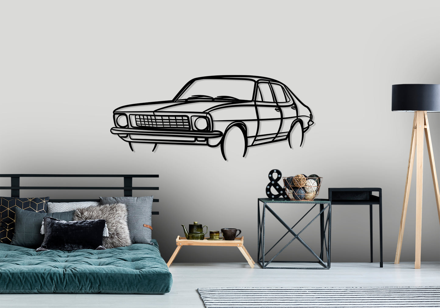 1972 LJ Torana Front Angle Silhouette Metal Wall Art