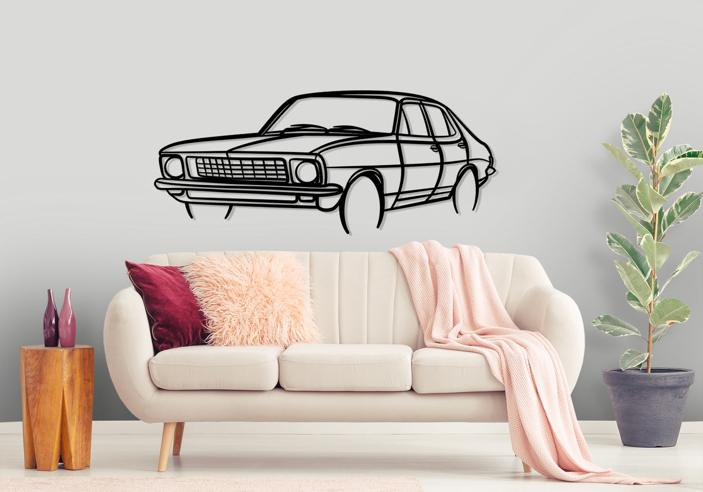 1972 LJ Torana Front Angle Silhouette Metal Wall Art