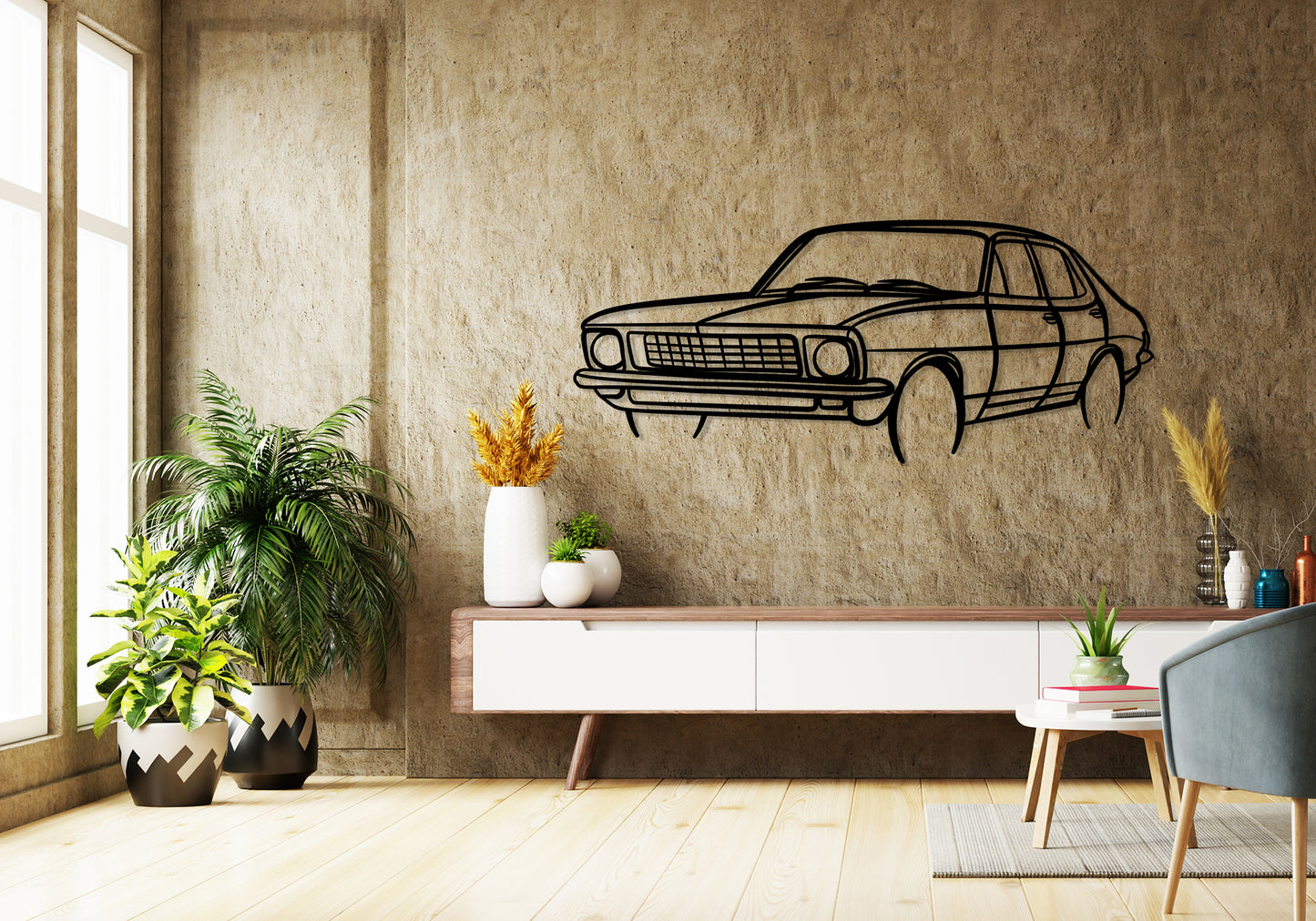 1972 LJ Torana Front Angle Silhouette Metal Wall Art