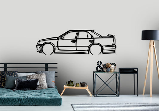 1998 R34 Nissan Skyline - Detailed Silhouette Metal Wall Art