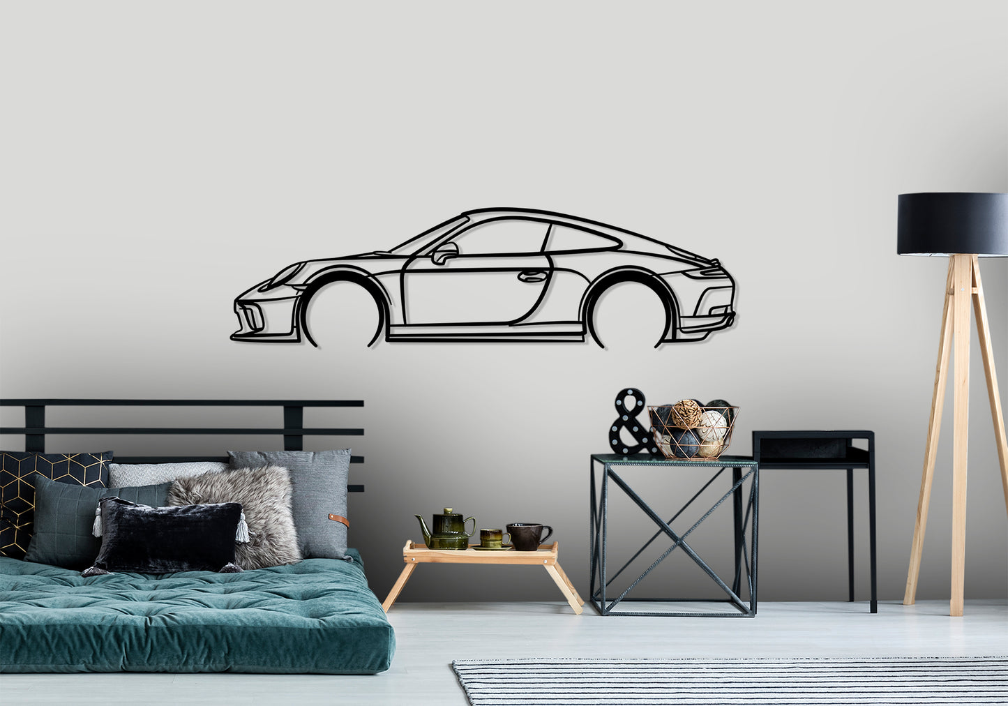 2019 PORCHE 911 GT3 TOURING - Detailed Silhouette Metal Wall Art