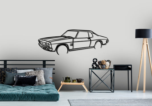 1972 Holden HQ 2 door Monaro Front Angle Silhouette Metal Wall Art