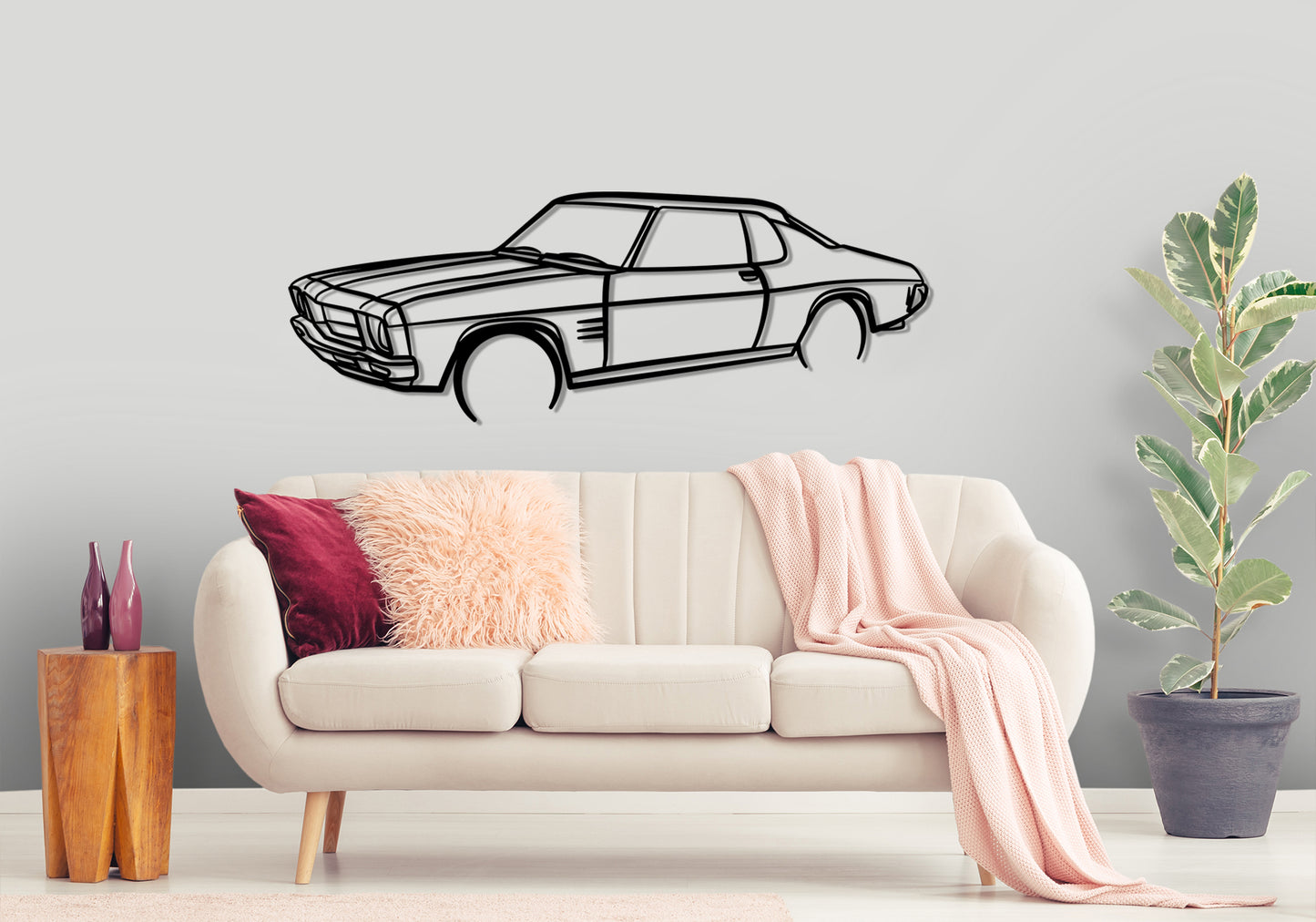 1972 Holden HQ 2 door Monaro Front Angle Silhouette Metal Wall Art