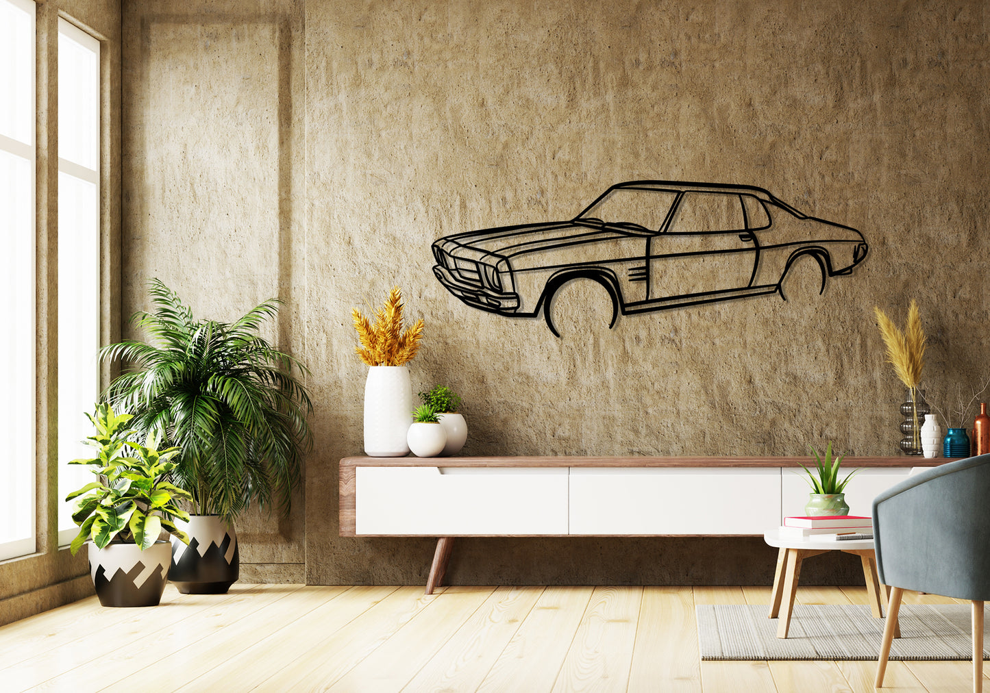 1972 Holden HQ 2 door Monaro Front Angle Silhouette Metal Wall Art