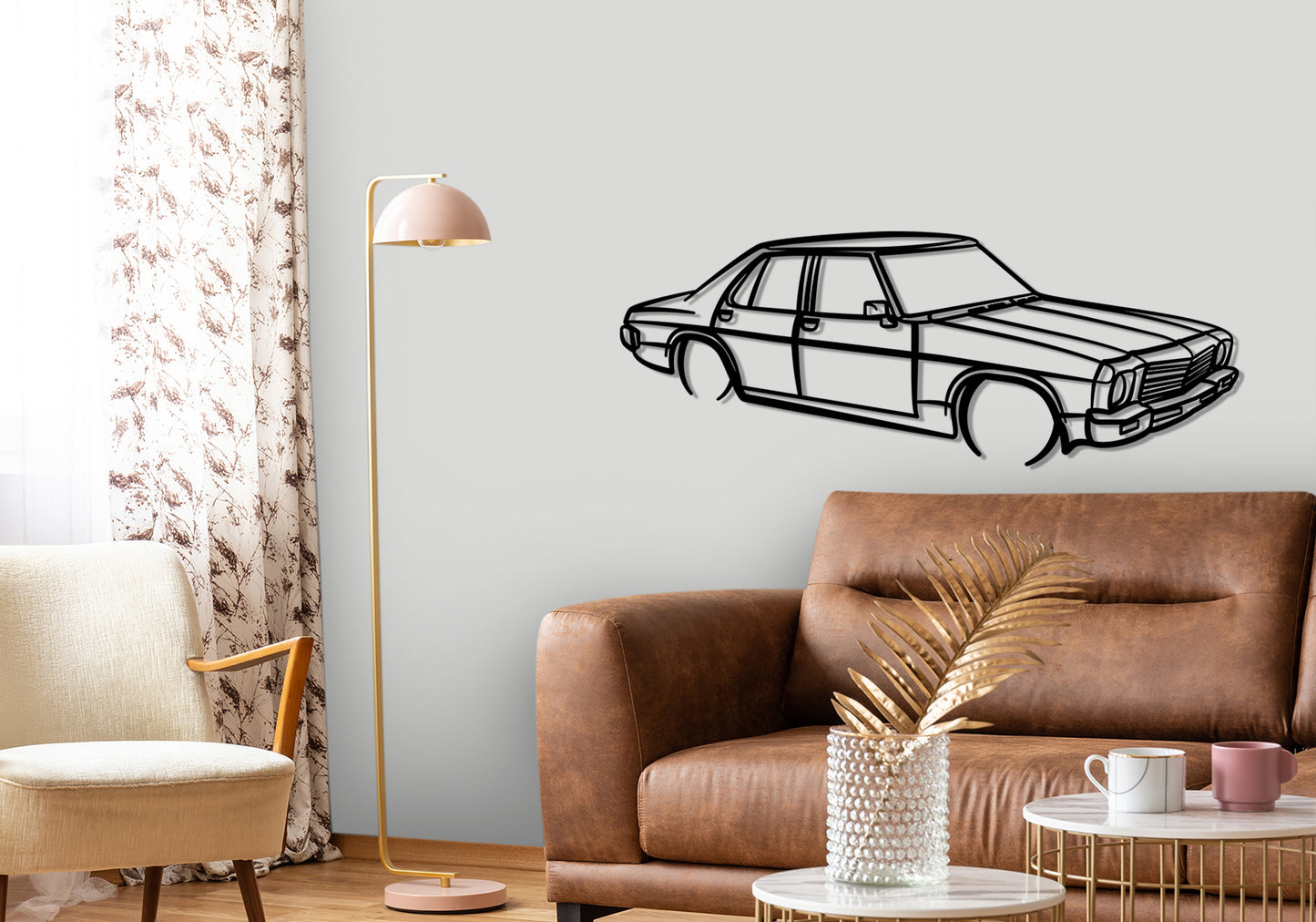 1972 Holden HQ 4 door - Front Angle Silhouette Metal Wall Art