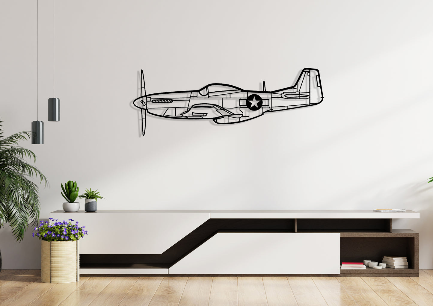 P-51-Mustang Silhouette Metal Wall Art