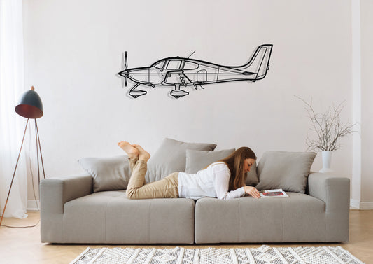 SR22 Silhouette Metal Wall Art