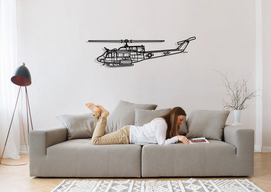 UH-1N-Huey Silhouette Metal Wall Art