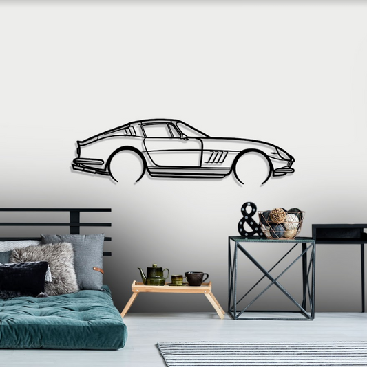 1966 Ferrari 275 GTB 6C Detailed Silhouette Metal Wall Art