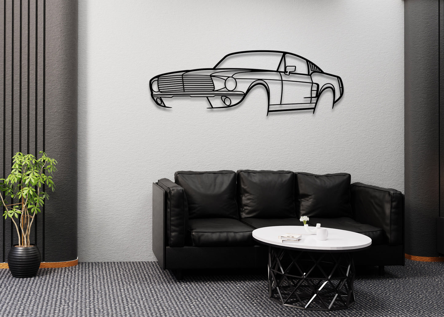 1967 Ford Mustang Front Angle Metal Wall Art