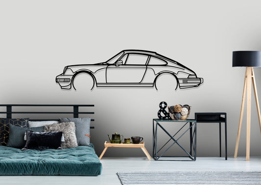 1984 Porsche 911 Carrera Coupe Detailed Silhouette Metal Wall Art