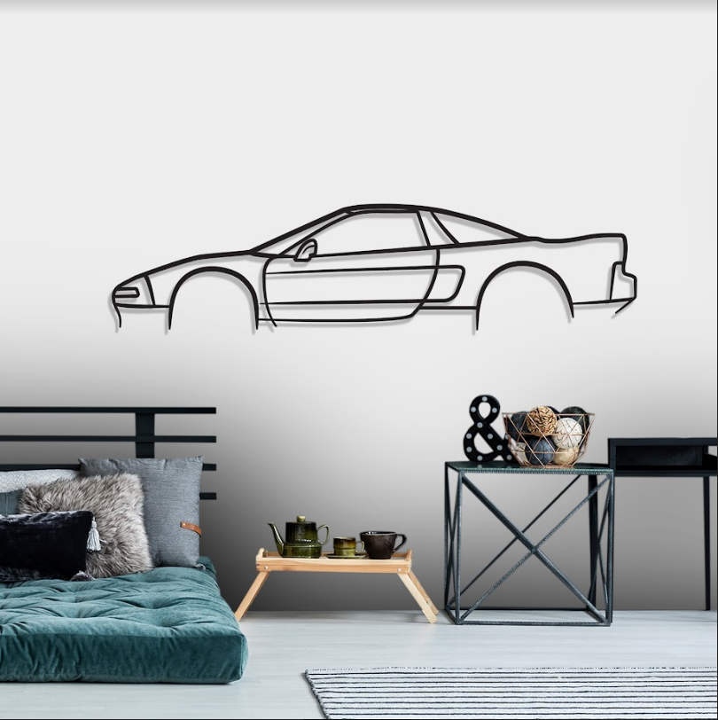 1991 Honda NSX_CS Classic Silhouette Metal Wall Art