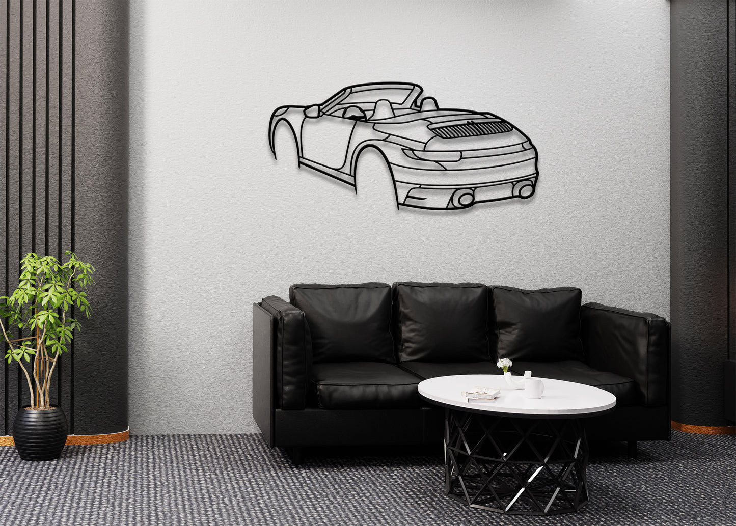 2019 Porsche 911 Carrera 4s Cabriolet Back Angle Metal Wall Art